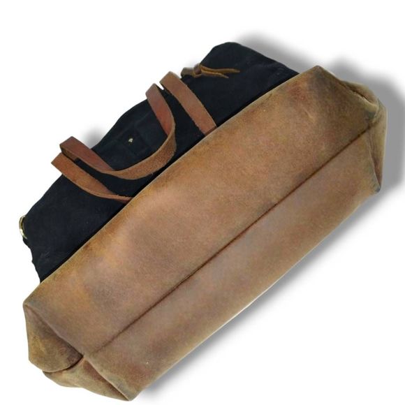 Forest Tote Bag Backpack Canvas Leather Multi Leather Handles Pockets Zip Top - Picture 10 of 12